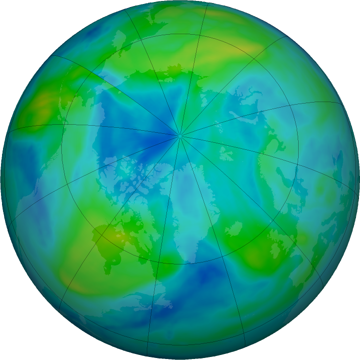 Arctic ozone map for 01 October 2020